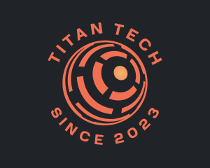 Orange Tech Globe logo design