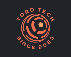 Orange Tech Globe logo design