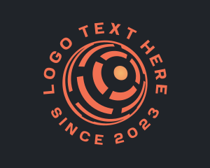 Global - Orange Tech Globe logo design