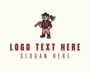 Redneck - Bear Axe Lumberjack logo design