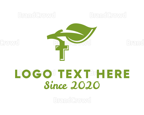 Religious Leaf Cross Logo