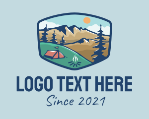Mountaineering - Outdoor Mountain Campsite logo design