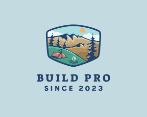 Tourist Spot - Outdoor Mountain Campsite logo design