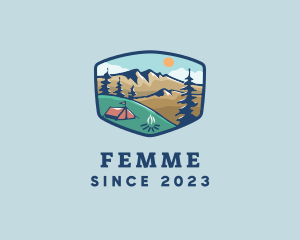 Outdoor Mountain Campsite logo design