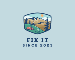 Outdoor Mountain Campsite logo design