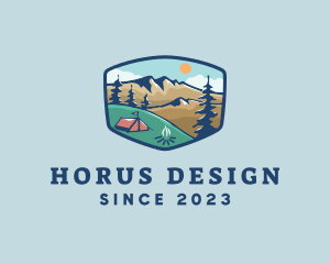 Outdoor Mountain Campsite logo design