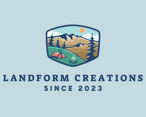 Landform - Outdoor Mountain Campsite logo design