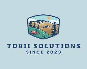 Outdoor Mountain Campsite logo design