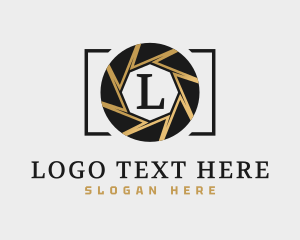 Photo Booth - Gold Camera Shutter logo design