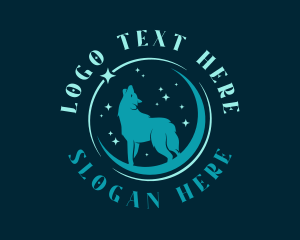 German Shepherd - Star Moon Wolf logo design