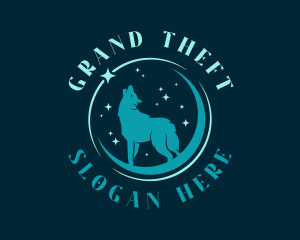 Hunting - Star Moon Wolf logo design