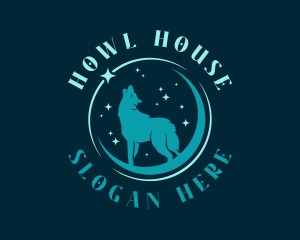 Howl - Star Moon Wolf logo design