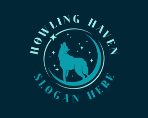 Star Moon Wolf logo design