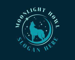 Star Moon Wolf logo design