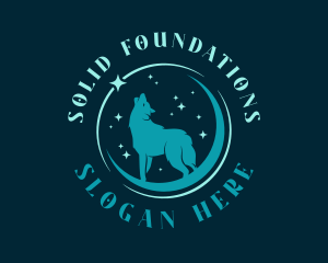 Animal Conservation - Star Moon Wolf logo design