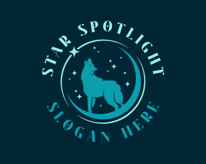 Star Moon Wolf logo design