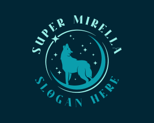 Canine - Star Moon Wolf logo design