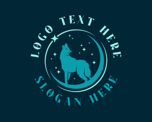 Dog - Star Moon Wolf logo design