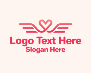 Online Dating - Pink Heart Wings logo design