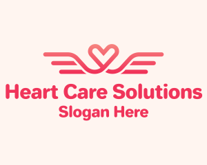 Pink Heart Wings  logo design