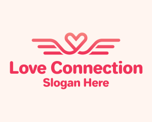 Pink Heart Wings  logo design