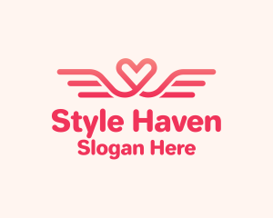 Romantic - Pink Heart Wings logo design