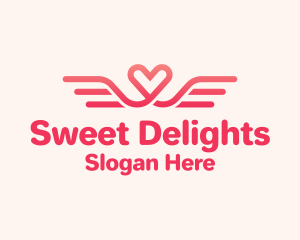 Pink Heart Wings  logo design