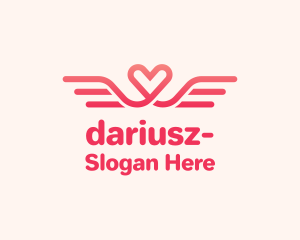 Dating Site - Pink Heart Wings logo design