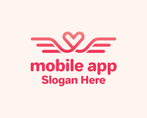 Love Story - Pink Heart Wings logo design