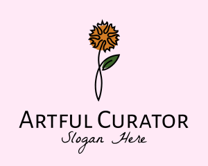 Carnation Flower Line Art logo design