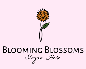 Blooming - Carnation Flower Line Art logo design