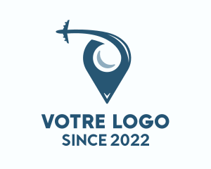 Trip - Plane Travel Pin Location logo design
