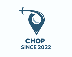Trip - Plane Travel Pin Location logo design
