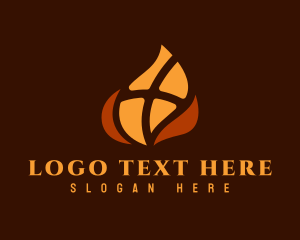 Religion - Abstract Flame Cross logo design
