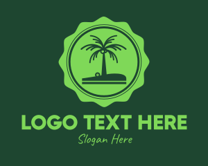 Coconut Tree - Green Tropical Coconut Tree logo design