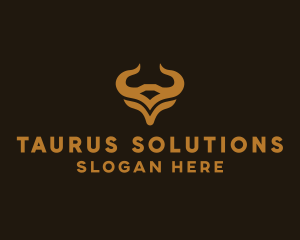 Golden Taurus Head Astrology logo design