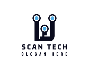 Scanner - Circuit Tech Letter W logo design