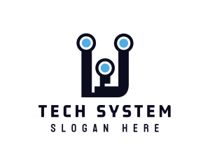 System - Circuit Tech Letter W logo design