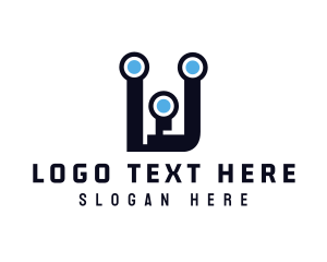 System - Circuit Tech Letter W logo design