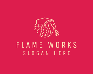 Flame - Medieval Flaming Dragon logo design