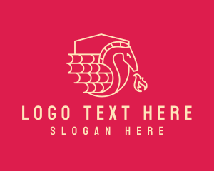 Legend - Flaming Dragon Shield logo design