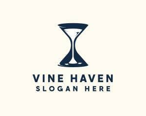 Wine Time Hourglass logo design