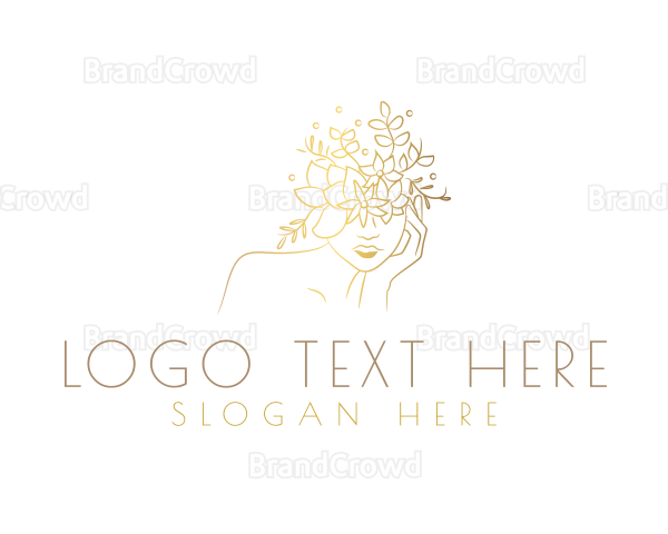 Gold Luxury Floral Woman Logo