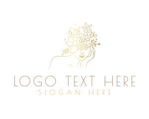 Hairstylist - Gold Luxury Floral Woman logo design