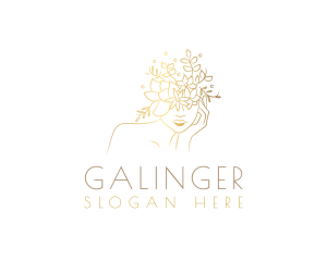 Gold Luxury Floral Woman Logo