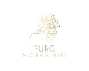 Gold Luxury Floral Woman Logo