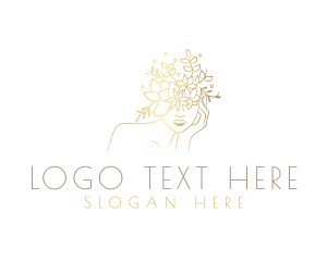 Gold Luxury Floral Woman Logo