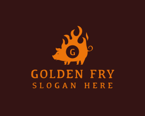 Frying - Flame Pork Barbecue logo design