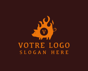 Frying - Flame Pork Barbecue logo design