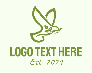 Cannary - Green Dove Outline logo design